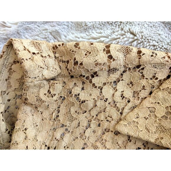 Vintage 50s Rosemont Lace Tea Dress, Cappuccino Lace w/Chrysanthemums, Sz 00/0 - Picture 8 of 15